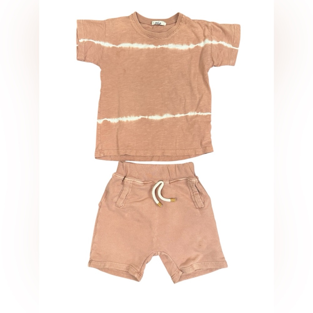 Kids Peach Tie-Dye Short Set
